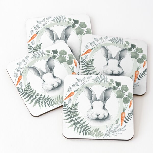 Item preview, Minimalist Rabbit with Carrot and Leaf Motif designed and sold by santyj.
