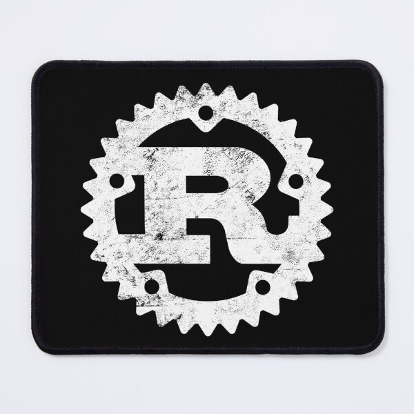 Vista previa del artículo con la obra «Logotipo de programación de Rust estampado desgastado», diseñado y vendido por farhanhafeez.