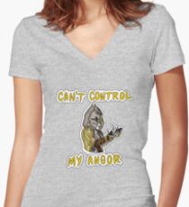 Can't Control My Angor - Trollhunters Angor Rot Women's Fitted V-Neck T-Shirt