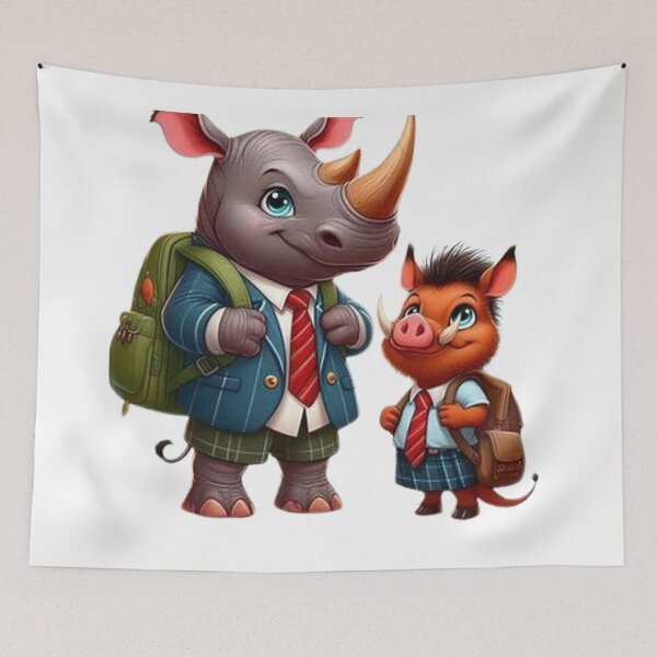 Item preview, Rhino and Warthog kids, first day at school. designed and sold by BonoloStore.