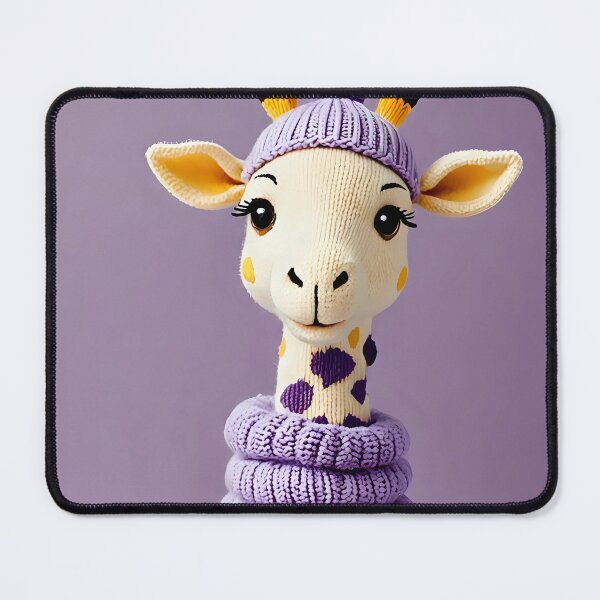 Item preview, Happy Knitted Giraffe wearing his hat and scarf designed and sold by Studio Quirk.