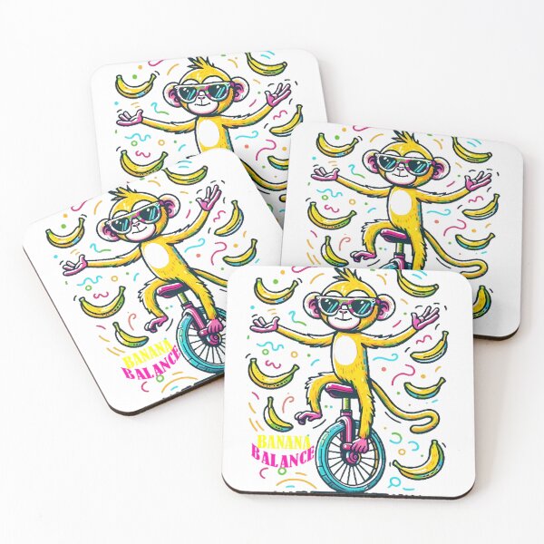 Item preview, Silly Monkey with Sunglasses Riding a Unicycle - Banana Balancer designed and sold by beyazart.