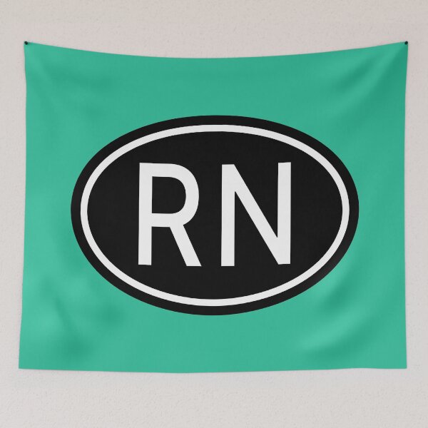 Item preview, RN Initials Monogram Oval White Letters designed and sold by Jeallan Designs.