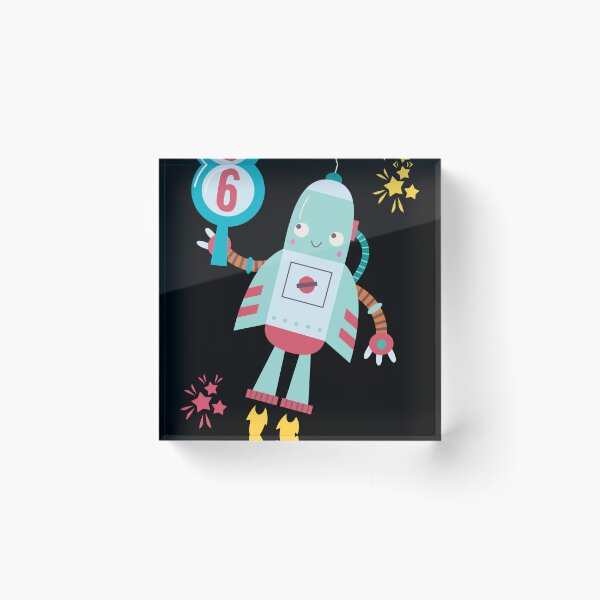 Item preview, Kids 6 year old birthday 6th Birthday Cute Robot Science design designed and sold by farhanhafeez.