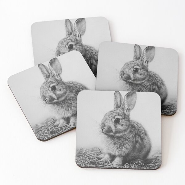 Item preview, Black and white Rabbit pencil drawing designed and sold by Pencil-Art.