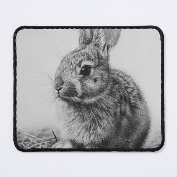 Item preview, Black and white Rabbit pencil drawing designed and sold by Pencil-Art.
