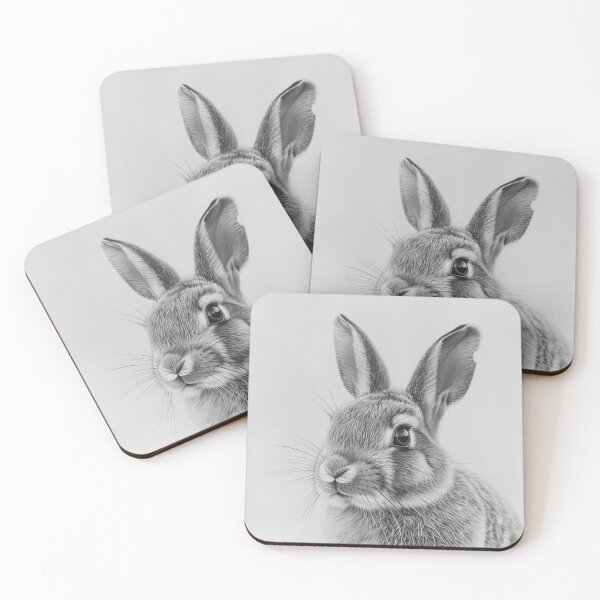 Item preview, Black and white Rabbit pencil drawing designed and sold by Pencil-Art.