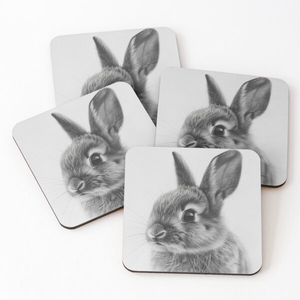 Item preview, Black and white Rabbit pencil drawing designed and sold by Pencil-Art.
