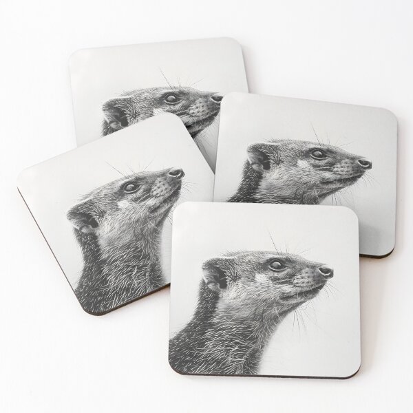 Item preview, Black and white weasel pencil drawing designed and sold by Pencil-Art.