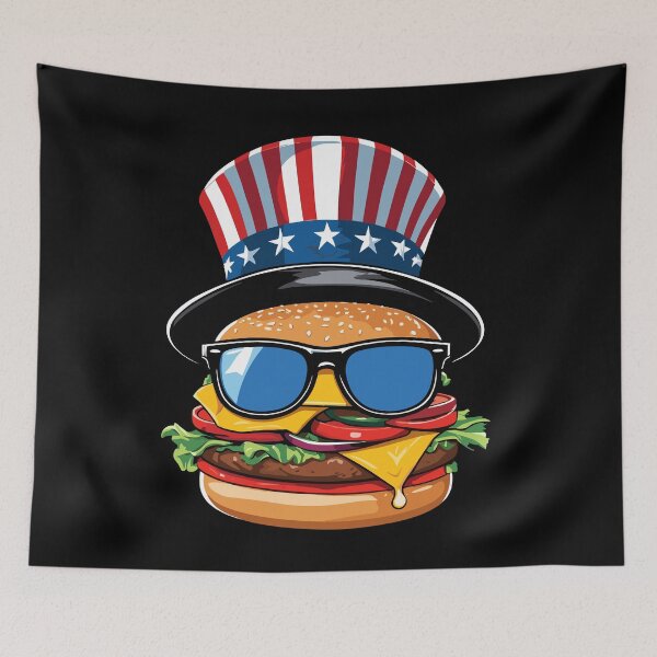Item preview, Patriotic Hamburger Funny BBQ Cookout 4th Of July designed and sold by LuminOrb.