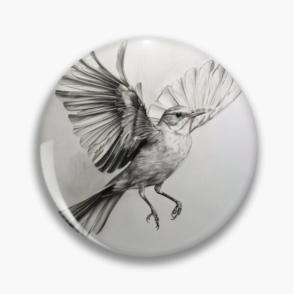 Item preview, Black and White Bird Pencil Drawing designed and sold by Pencil-Art.