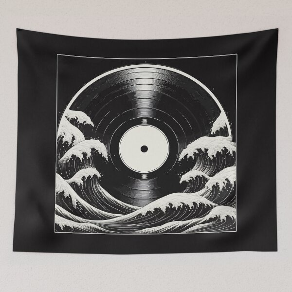 Item preview, Monochromatic Outline Vinyl Moon Waves designed and sold by TomFrontierArt.