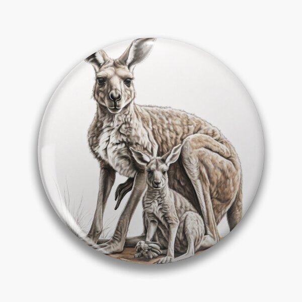 Item preview, Black and White Kangaroo pencil drawing designed and sold by Pencil-Art.