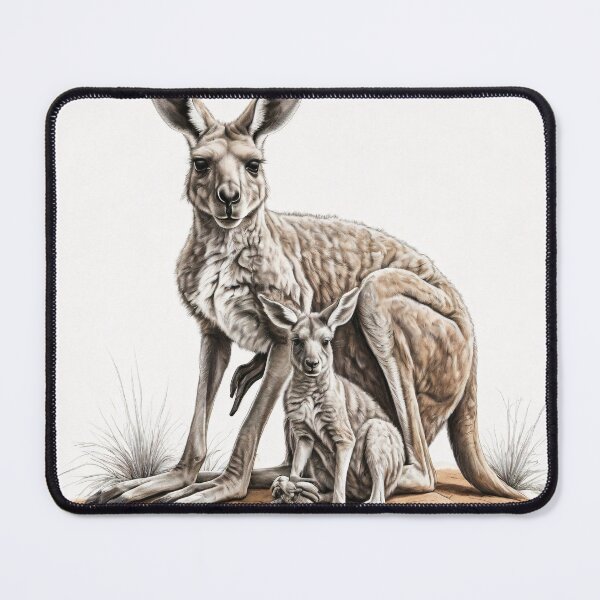 Item preview, Black and White Kangaroo pencil drawing designed and sold by Pencil-Art.