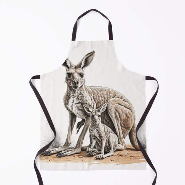 Item preview, Black and White Kangaroo pencil drawing designed and sold by Pencil-Art.