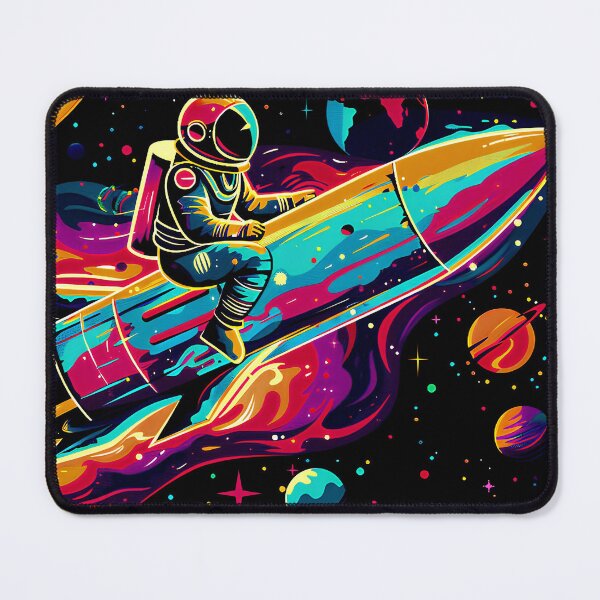 Item preview, Colorful planets with stars galaxy astronaut riding a rocket in space designed and sold by KimierArt.