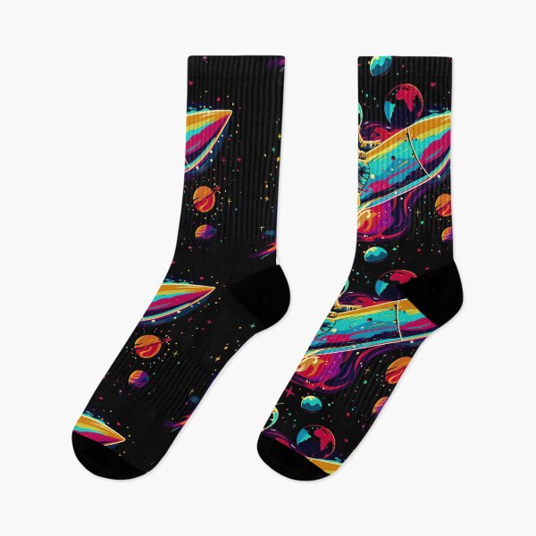 Item preview, Colorful planets with stars galaxy astronaut riding a rocket in space  designed and sold by KimierArt.