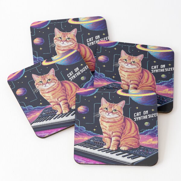 Item preview, Cat on synthesizer in Space PIXEL ART designed and sold by Maxon  ⭐⭐⭐⭐⭐.