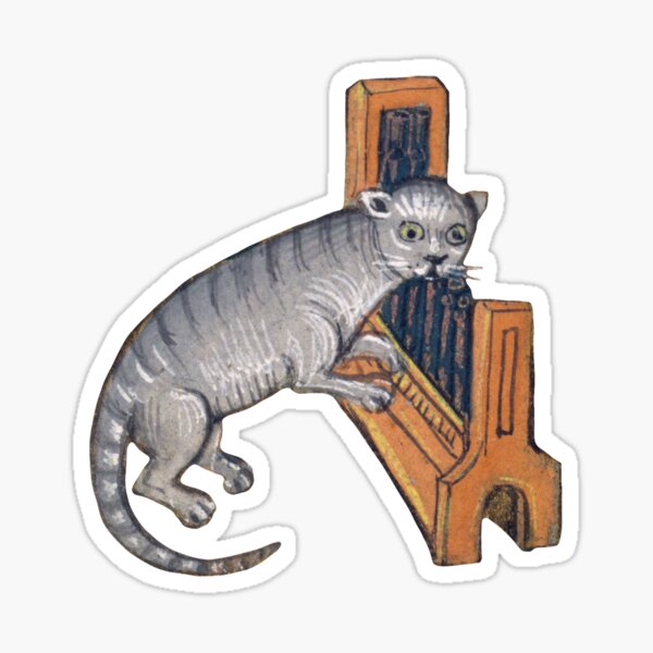 Vista previa del artículo con la obra «Gato medieval tocando el órgano de tubos», diseñado y vendido por elinaarbidane.