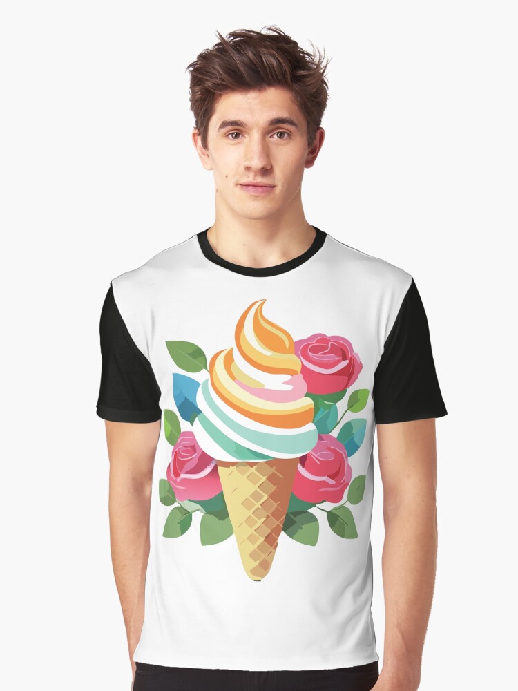 Thumbnail 1 of 5, Graphic T-Shirt, Sweet ice cream between the roses designed and sold by starchim01.