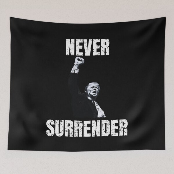 Item preview, NEVER SURRENDER TRUMP USA ELECTION RETRO RALLY SHOOTING SHIRT designed and sold by jake-vern.