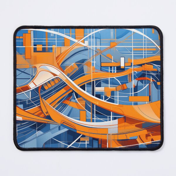 Item preview, Abstract art Orange shapes on blue background designed and sold by GreissDesign.