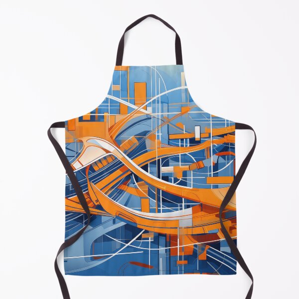 Item preview, Abstract art Orange shapes on blue background designed and sold by GreissDesign.