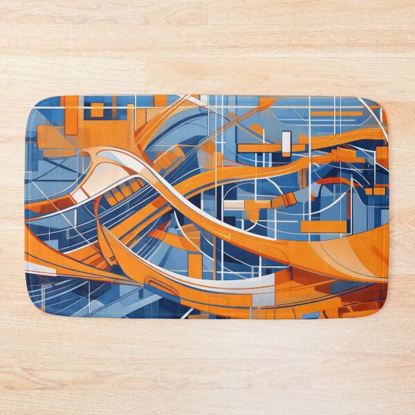 Item preview, Abstract art Orange shapes on blue background designed and sold by GreissDesign.