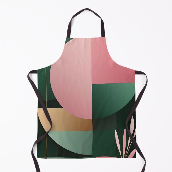 Item preview, Mid Century Botanical Retro Geometric Leaves  Florals  Pink  Dark Green designed and sold by Prints and Lifestyle.