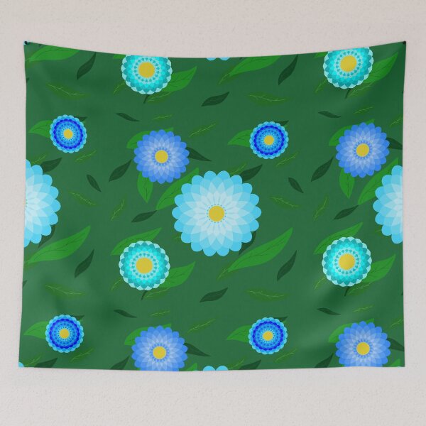 Item preview, Blue Flowers and Green Leaves  designed and sold by JaygiesDesign.