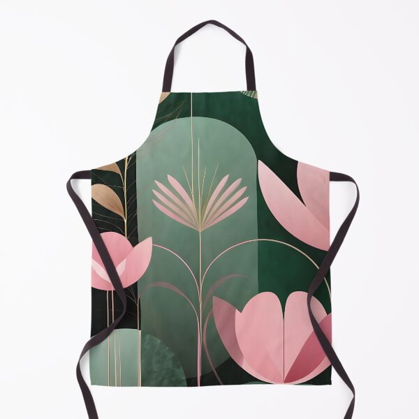 Item preview, Mid Century Botanical Retro Geometric Leaves  Florals Pink Dark Green designed and sold by Prints and Lifestyle.