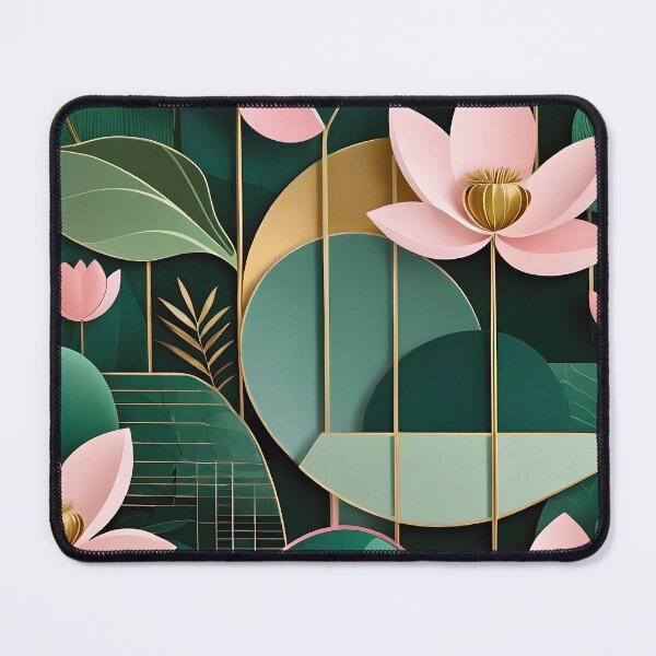 Item preview, Mid Century Botanical Retro Geometric Leaves  Florals  Pink Dark Green designed and sold by Prints and Lifestyle.