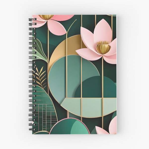Item preview, Mid Century Botanical Retro Geometric Leaves  Florals  Pink Dark Green designed and sold by Prints and Lifestyle.