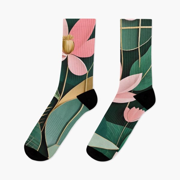 Item preview, Mid Century Botanical Retro Geometric Leaves  Florals  Pink Dark Green designed and sold by Prints and Lifestyle.