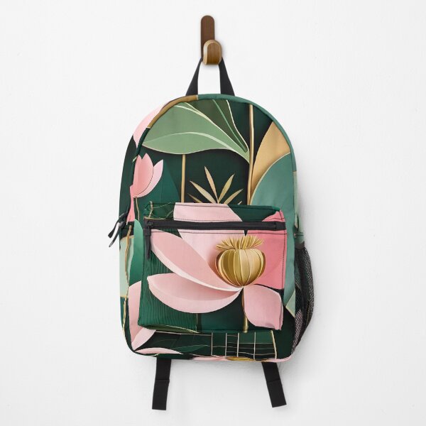 Item preview, Mid Century Botanical Retro Geometric Leaves  Florals  Pink Dark Green designed and sold by Prints and Lifestyle.