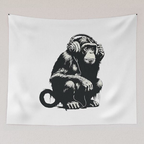 Item preview, Banksy DJ Monkey Thinker with Headphones designed and sold by hamishby.
