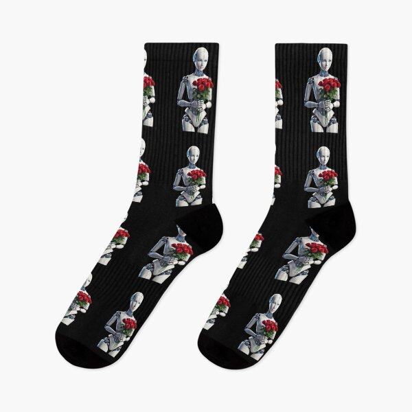 Artikelvorschau, Romantischer Roboter mit Rosen Futuristischer Kunstdruck entworfen und verkauft von WhiteDoveArt.