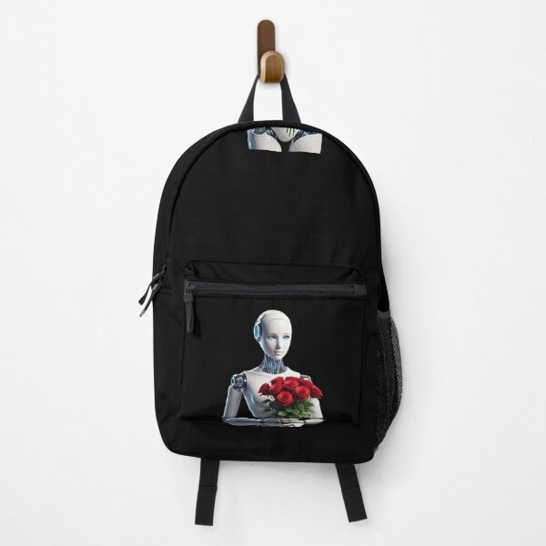 Item preview, Romantic Robot with Roses Futuristic Art Print designed and sold by WhiteDoveArt.