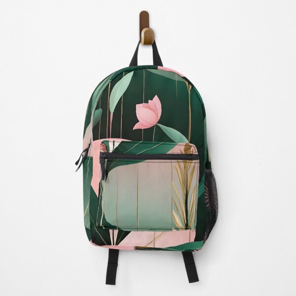 Item preview, Mid Century Botanical Retro Geometric Leaves Florals Pink Dark Green designed and sold by Prints and Lifestyle.