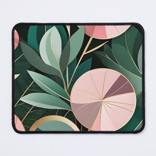 Item preview, Mid Century Botanical Retro Geometric Leaves Florals Pink Dark Green designed and sold by Prints and Lifestyle.