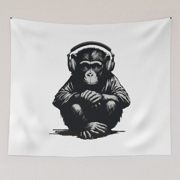 Item preview, Banksy DJ Monkey Thinker with Headphones designed and sold by hamishby.