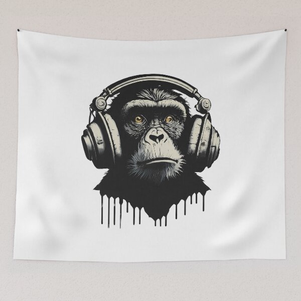 Item preview, Banksy DJ Monkey Thinker with Headphones designed and sold by hamishby.