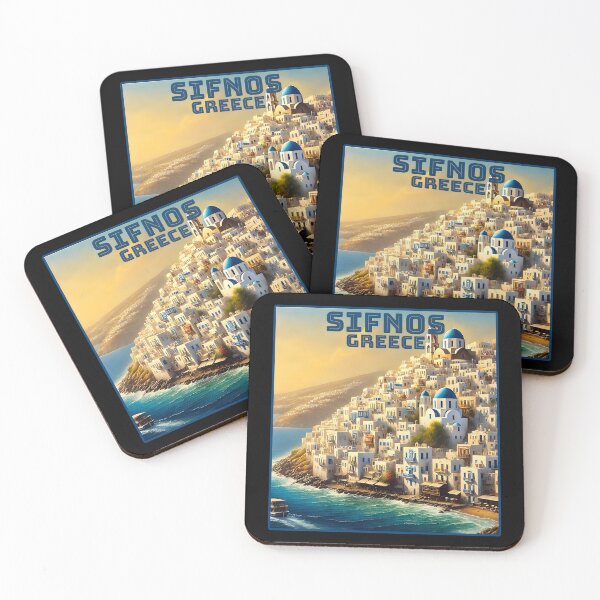 Item preview, Vintage retro Sifnos Greece Landmarks Skyline. designed and sold by Unitepeople.