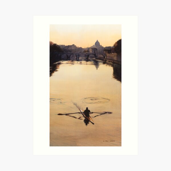 "The Oarsman" Tiber River Watercolor Art Print