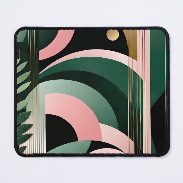 Item preview, Mid Century Botanical Retro Geometric Leaves Florals Pink Dark Green designed and sold by Prints and Lifestyle.