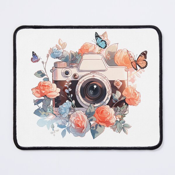 Item preview, Vintage camera with roses and butterflies - world photography day designed and sold by BouquetlikeLove.