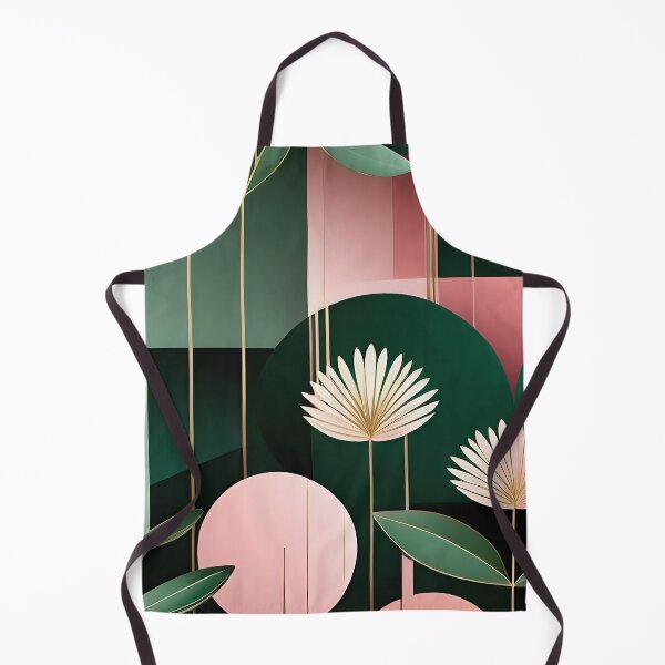 Item preview, Mid Century Botanical Retro Geometric Leaves  Florals Pink Dark Green designed and sold by Prints and Lifestyle.
