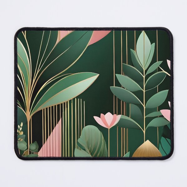 Item preview, Mid Century Botanical Retro Geometric Leaves Florals Pink Dark Green designed and sold by Prints and Lifestyle.