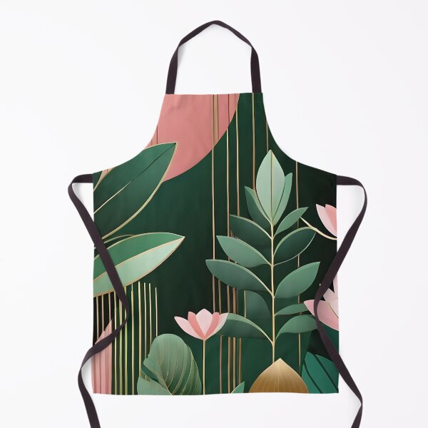 Item preview, Mid Century Botanical Retro Geometric Leaves  Florals Pink Dark Green designed and sold by Prints and Lifestyle.