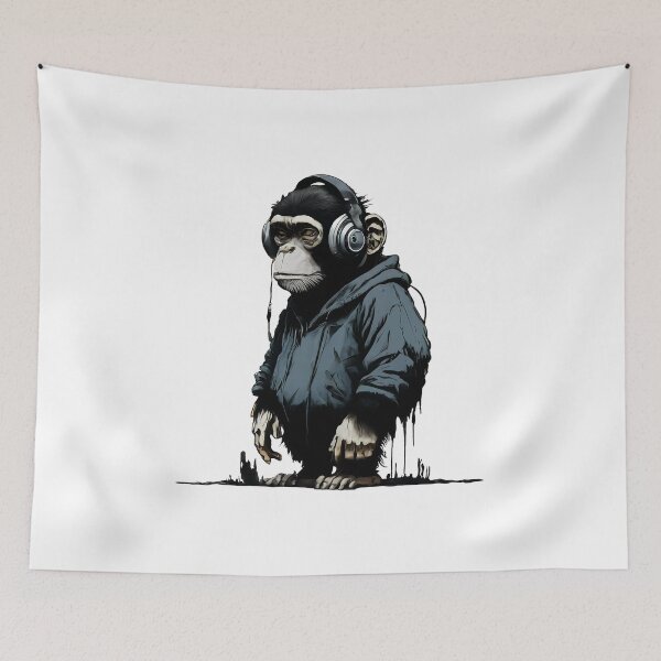 Item preview, Banksy DJ Monkey Thinker with Headphones designed and sold by hamishby.